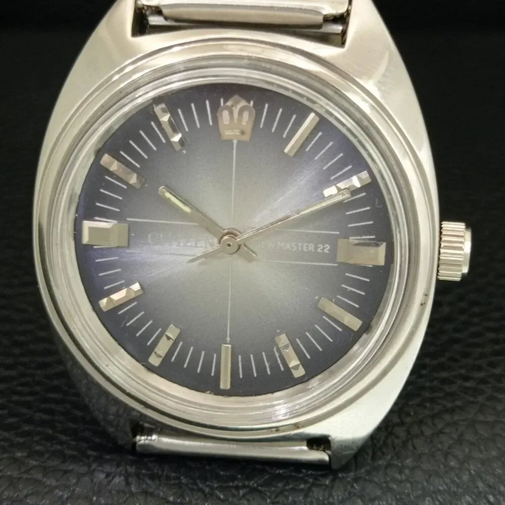 Vintage 1987 Citizen Manual Wound Mens Silver Watch & Silver Accents